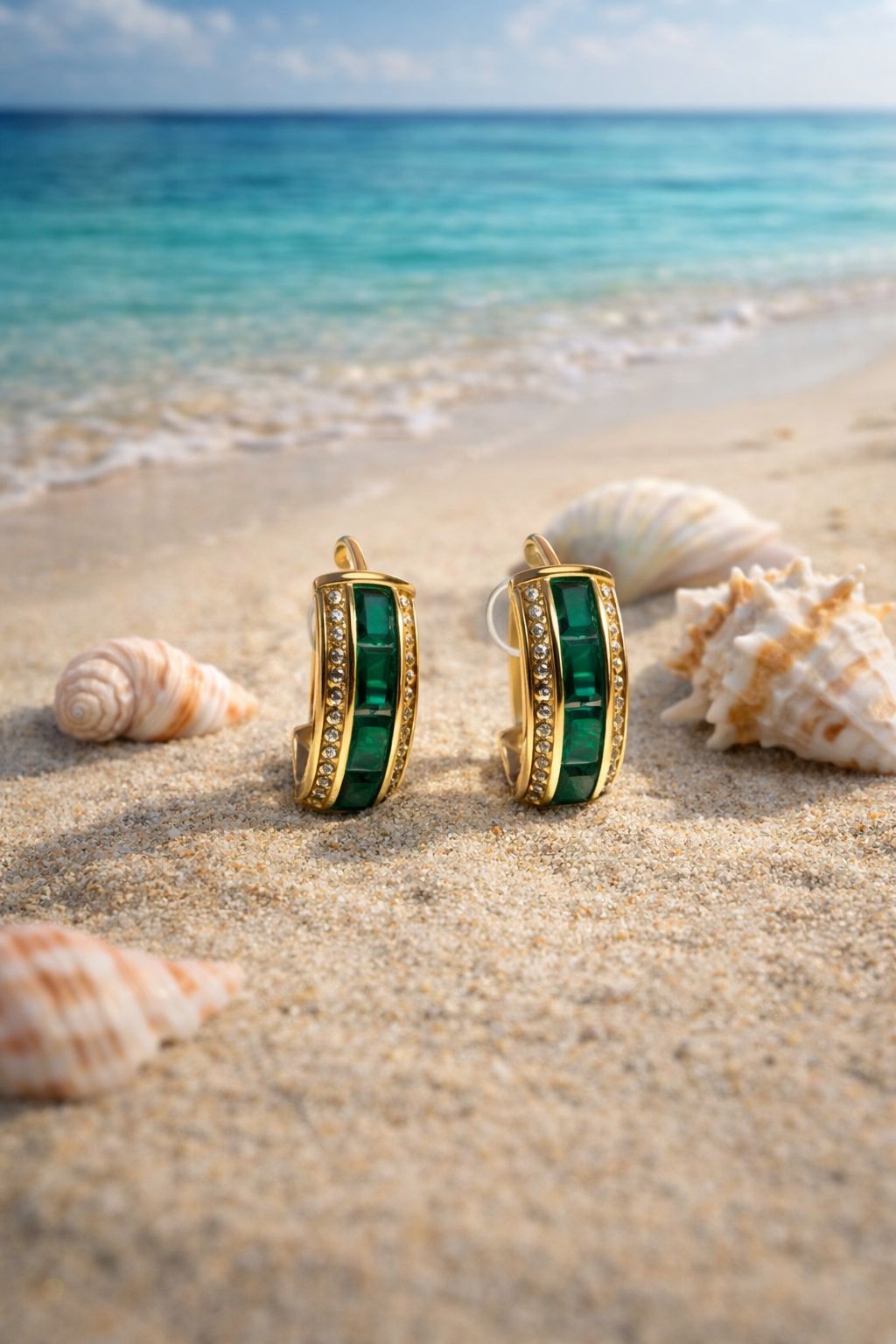 Aretes verde esmeralda